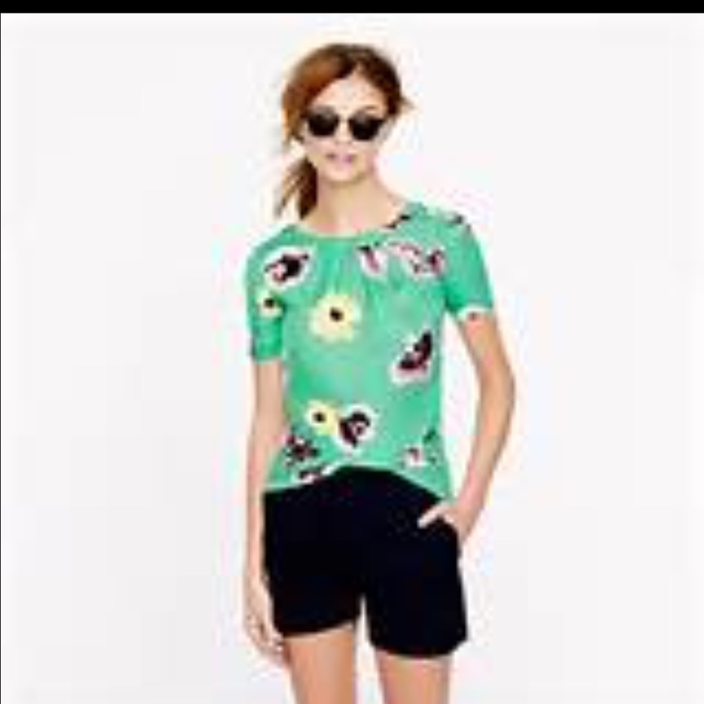 New - J Crew green floral top